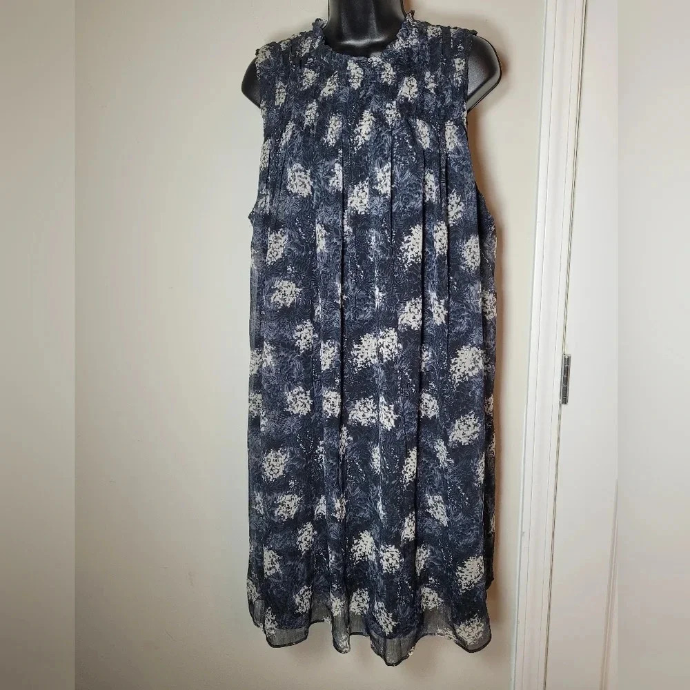 Joie Navy and White Sleeveless Mini Dress